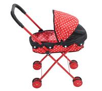 Mikikit Simulation Doll Stroller, Small Pushchair with Polka Dot Design, Role Play Doll Accessory for Pretend Play