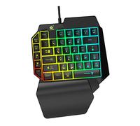 Mikikit Single-handed Mechanical Gaming Keyboard Left Hand Rgb Backlit Keypad with Textured Keycaps for Pc Laptop Gamers Black