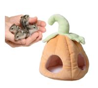 Mikikit Small Animal Bed Pumpkin Shape Warm Cotton and Plush Hamster House Bed Comfortable Pet Nest Suitable for Sofa and Places You Want to Keep Clean