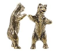 Mikikit Small Bear Statue Vintage Brass Ornaments Retro Bear Sculpture Desktop Decorative Figurine Home Decor