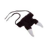 Mikikit Soft Knitted Viking Pirate Horn Hat for Cats Dogs Adorable Pet Headgear for Parties Photo Comfortable Material Eye Catching Design