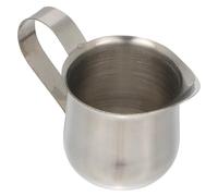 Mikikit Stainless Steel Milk Cup Mini Milk Pitcher with Handle and Pouring Spout for Coffee Syrup Sauce and Dressing Heat-Resistant Polished Creamer Cup for Home Shop and Hotel Use