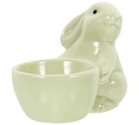 Mikikit Stand Cartoon Desktop and Display for European Home Decoration Ceramic Egg Cup Bunny Shape Green Portable Egg Holder Design Adorable Style
