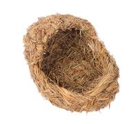 Mikikit Sturdy Habitat House with Grass Weaving Design, Comfortable Living Place for Rabbit and Guinea Pig, Safe and Decorative Yellow Prop Bed