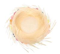 Mikikit Stylish Grass Wide Brim Sun Hat with Floral Wreath, Lightweight Decorative Party Hat for Theme Parties and Camping, Fits Your Figure and Protects Face from Sun