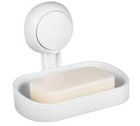 Mikikit Suction Cup Soap Box with Efficient Water Drainage, Abs Material, Two-layer Design, Wall Mount Shower Soap Holder for Bathroom Use