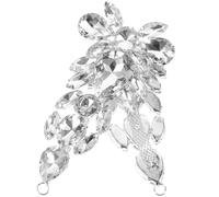 Mikikit Teardrop Glass Rhinestone Applique Patch White Wedding Bridal Sash Decorative Shoe and Garment Accessory for DIY Clothing Embellishment