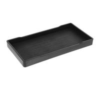 Mikikit Thickened Black Wood Grain Rectangle Vanity Tray Bathroom Countertop Storage Plate for Toiletries Soap Jewelry Organizer