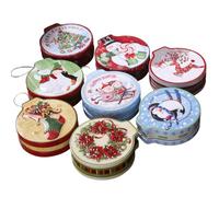 Mikikit Tinplate Candy Box with Thicken Tinplate and Excellent Workmanship, Christmas Patterned Cookie Tin Container for Xmas Party Storage