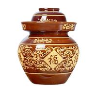 Mikikit Traditional Earthenware Pickle Jar 4-jin Capacity Thickened Ceramic Fermentation Crock with Sealed Lid for Household Kimchi and Pickled Vegetables Storage