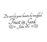 Mikikit Trust in God Bible Verse Wall Decal Vinyl Wall Stickers Christian Home Wallpaper Religious Scripture for Living Room Bedroom Decor