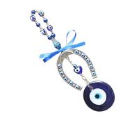 Mikikit Turkish Blue Eye Hanging Pendant with Crystals, Evil Eye Wall Ornament for Home Décor, Muslim Style Protective Hanging Adornment for Living Room and Office