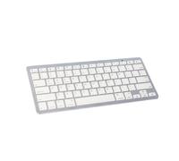 Mikikit Ultra Thin Wireless Keyboard White Plastic Material 78-Key Scissor Foot for Computer Tablet Phone Compact No Battery Included