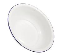 Mikikit Vintage 32cm Enamel Foot Bath Basin White with Blue Rim Lightweight Enameled Soaking Tub for Foot Spa and Pedicure Sturdy Enamelware Soak Bowl for Home Use