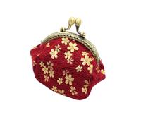 Mikikit Vintage Cherry Blossom Coin Purse Retro Gilded Change Wallet Multifunctional Storage Bag for Women