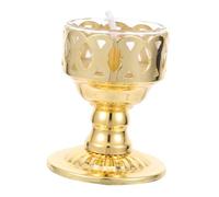 Mikikit Vintage Golden Alloy Decorative Butter Lamp with Sturdy Elegant Shape Long-Term Use Buddha Oil Light for Lamaism Candle Ceremonies and Indoor Space