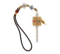 Mikikit Vintage Hanging Prayer Ornament Buddhist Tibetan Car Style Wheel Pendant Decoration Chinese Knot Tassle Alloy Material Easy to Brings Positive for Car Interior