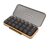 Mikikit Weekly 21-Compartment Medicine Organizer Pill Dispenser with Removable Morning Evening Sections, Large Capacity Travel Case for Seniors, Black Bilingual Labelled Storage Box