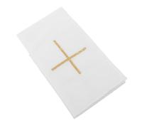 Mikikit White Linen Church Communion Corporal Cloth with Embroidered Edges Retaining Pure White Color Fabric for Ceremonies and Sacramental Services