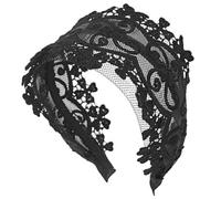 Mikikit Wide Decor Lightweight Women for and Cloth Material Headband Lace Hairband with Unique Aesthetic Design Portable Wearing Haircut, Photo and Banquet Occasions