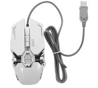 Mikikit Wired Gaming Mouse for Laptop and Desktop with Skin-like Layer and Upgraded Key Layout, Classic Silver Plastic Design, for Playing Computer Games