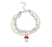 Mikikit Women Pearl Mushroom Bracelet Metal Alloy Chain 1pcs Elegant