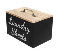 Mikikit Wood Dryer Sheet Holder Large Capacity Sturdy Laundry Pod Container Elegant Minimalist Design for Laundry Room Organization and Bathroom Countertop Storage