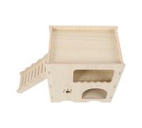 Mikikit Wood Hamster House Small Pet Hideout Wooden Nest Protecting Pets Resting Habitat Suitable for Hamster's Cage Beige Wooden Hamster Hideout