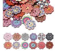 Mikikit Wooden Buttons Color Round Sewing Buttons Vintage Style 100pcs with Smooth and No, Eye-catching Design for Sewing Craft and Knitting Projects