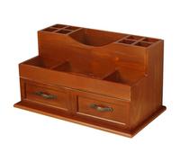 Mikikit Wooden Cosmetic Storage Box with Drawer, Desktop Makeup Organizer for Living Room and Bedroom, Retro Style Desktop Storage Box for Cosmetics and Vanity Accessories