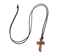 Mikikit Wooden Cross Necklace for Men Religious Pendant for Couples Durable Wood Material Versatile for Casual and Formal Wear Symbol of Love and Commitment