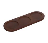 Mikikit Wooden Cup Cushion with Three-slots Rectangular Tray, Creative Brown Wood Serving Coaster to Accommodate Three Cups and Prevent Scalding, for Bar or Home Use Random Color