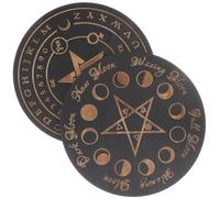 Mikikit Wooden Divination Board and Vintage Style 2pcs with Delicate Pattern Design Practical Pendulum Answer Board Black Wood Material for Home Decoration and Witch Altar Accessories