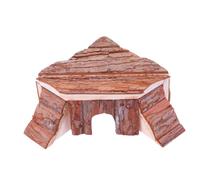 Mikikit Wooden Hamster House with Hole and Fun Play Spot, Attractive Cottage Style Pet Hut for Hamsters and Mice, Sturdy Natural Wood Small Animal Hideout and Sleeping Nest