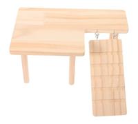 Mikikit Wooden Hamster Platform with Legs for Small Animals, Solid Wood Climbing Ladder and Hideout, Enriches Pet Housing Setup, for Hamster Tanks and Home Use