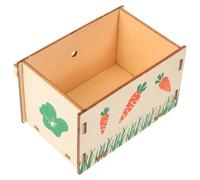 Mikikit Wooden Hay Feeder for Rabbit and Hamster Bite Resistant Design and Multi-functional Features, Khaki Cage Holder Food Dispenser Bowl Suitable for Household Small Animals