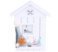 Mikikit Wooden Mediterranean Style Keys Holder Wall Mount Key Box Organizer with Double Sail Design for Home Storage and Entryway Decor