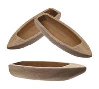 Mikikit Wooden Miniature Boat Model Set 3Pcs Canoe Rustic Decor for Nautical Desktop Ornament and DIY Projects
