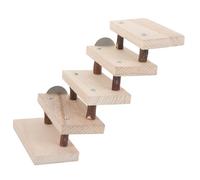 Mikikit Wooden Small Animal Ladder for Hamster Chinchilla Guinea Pig Climbing Platform with 2-5 Steps Natural Wood Pet Ramp for Cage Exercise