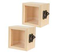 Mikikit Wooden Storage Box 2PCS with Glass Lid for Butterfly and Bug Display Suitable for Home Decoration and Learning Unfinished Style