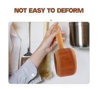 Mikikit Wooden Water Ladle with Handle, Multipurpose Solid Wood Soup Ladle and Rice Scoop for Kitchen, Bathroom, and Cooking Use, Natural Wood Color