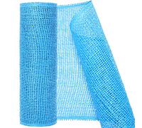 MIKIMIQI Deco Mesh 10 Inch x 15 Feet Decor Mesh Ribbon Imitation Burlap Deco Mesh Wreath Supplies PP Plastic Mesh Roll for Spring Wreaths, Swags, Craft, Party Decoration (Blue)