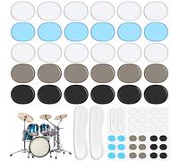 MIKIMIQI Drum Dampeners Gel Pads, 30 Pcs Round Silicone Drum Silencers and 2 Pcs Long Clear Soft Drum Dampening Gel Pads Drum Mute Pads for Drums Tone Control, 4 Colors