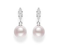 Mikimoto Morning Dew 18ct White Gold Diamond White Akoya Pearl Earrings - White Gold