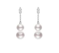Mikimoto Morning Dew 18ct White Gold Diamond White Akoya Pearl Earrings - White Gold