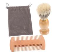 Mikinona 1 Set Men Wooden Beard Comb Kit Portable Pocket Comb Shaving Brush with Storage Bag for Travel Multipurpose Grooming Tool with Fine Wide Tooth Design
