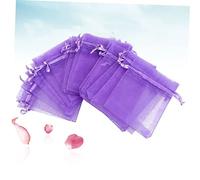 Mikinona 100PCS Dark Purple Organza Gift Bags Drawstring Pouches for Jewelry Party Wedding Favor Durable Breathable Mesh Bags for Presents and Anniversaries