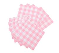 Mikinona 100pcs Pink Gingham Checkered Paper Napkins Disposable Scalloped Cocktail Serviettes for Birthday Party Wedding Shower Outdoor Picnic Table Settings