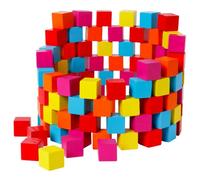 Mikinona 100PCS Wooden Cube Building Blocks for Early Education Colorful Square Stacking Safe Learning Aid for Developing Spatial Imagination and Practical Skills