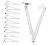 Mikinona 10pcs Display Stand Pull Rod Cabinet Prop Rod Support Cabinet Long Arm Hinges Lid Support Hinges Folding Lid Stay Heavy Duty Silver Stainless Steel